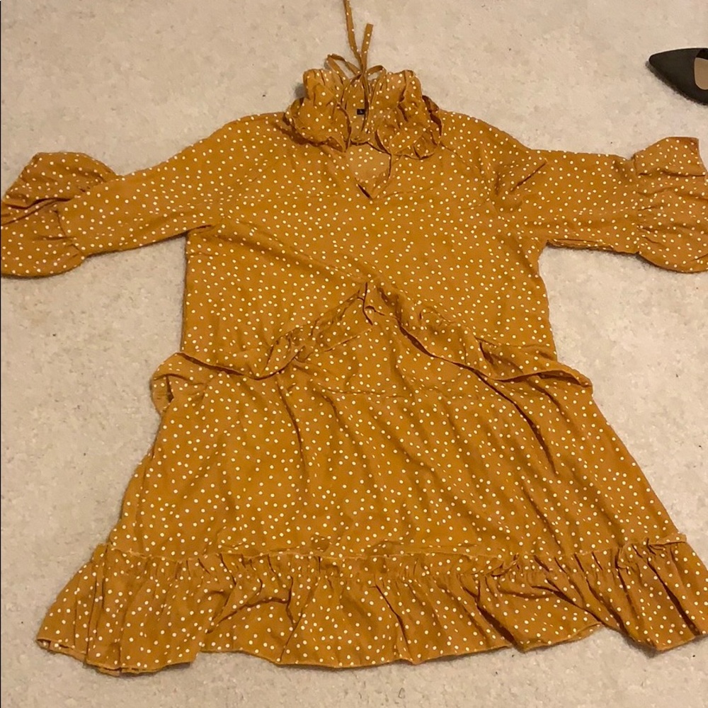 Polka dotted ruffled dress